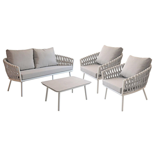 SALOTTO PULA ALLUMINIO BIANCO E CORDA SET.4