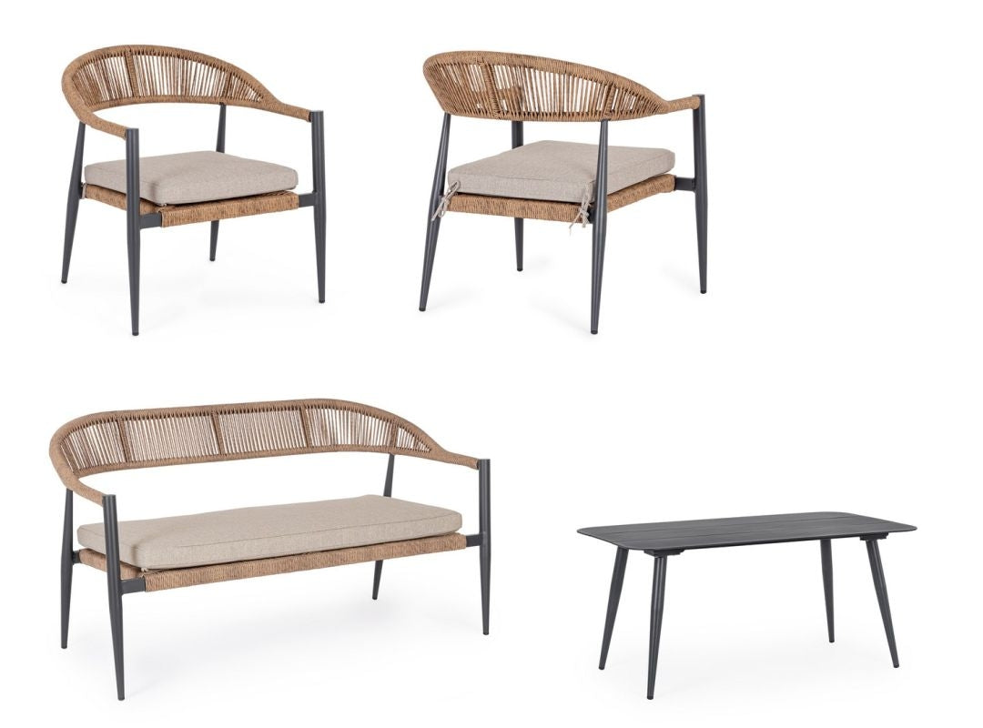 SET 4 SALOTTO C-C JANDIA ANTRACIT/NATURAL