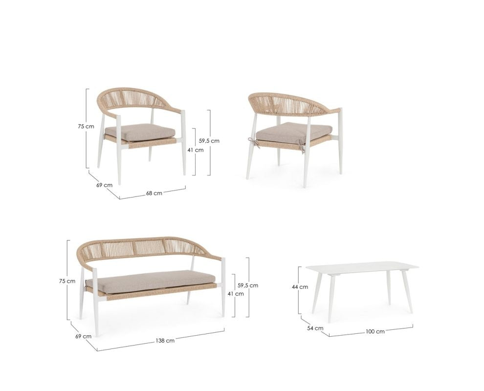 SET4 SALOTTO C-C JANDIA BIANCO/BEIGE